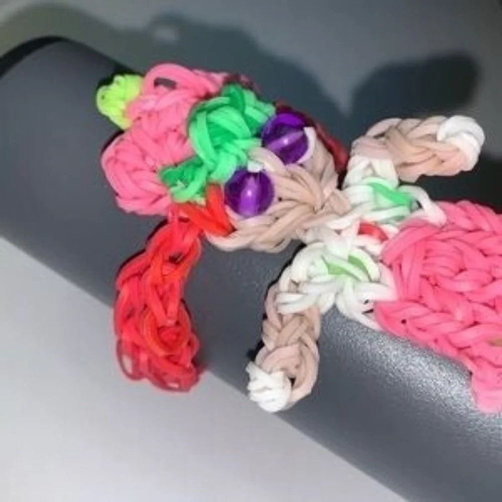 Strawberry Shortcake Rainbow Loom Bracelet Pink‎ Red Green Handmade Retro Unique